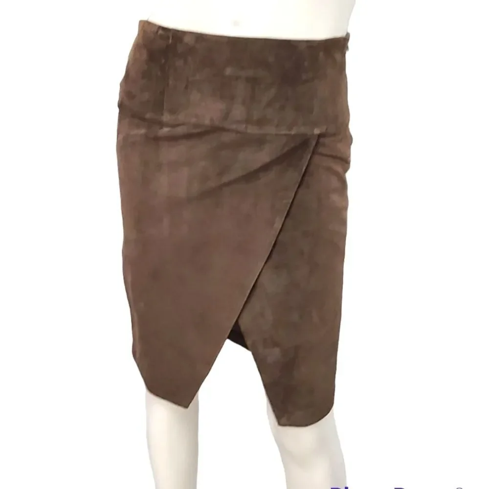 Danier Brown Suede Skirt size 4 - Picture 1 of 9